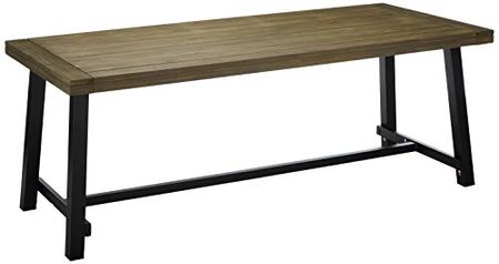 Christopher Knight Home Beau Outdoor Eight Seater Wooden Dining Table, Gray and Black Finish