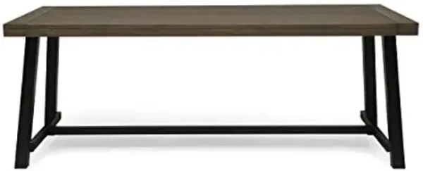 Christopher Knight Home Beau Outdoor Eight Seater Wooden Dining Table, Gray and Black Finish
