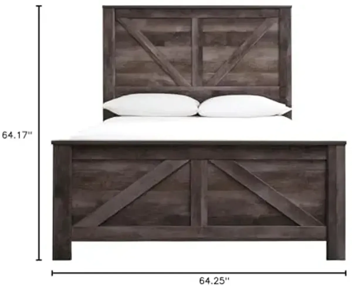Signature Design by Ashley Wynnlow Rustic Queen Crossbuck Panel Headboard, Weathered Gray