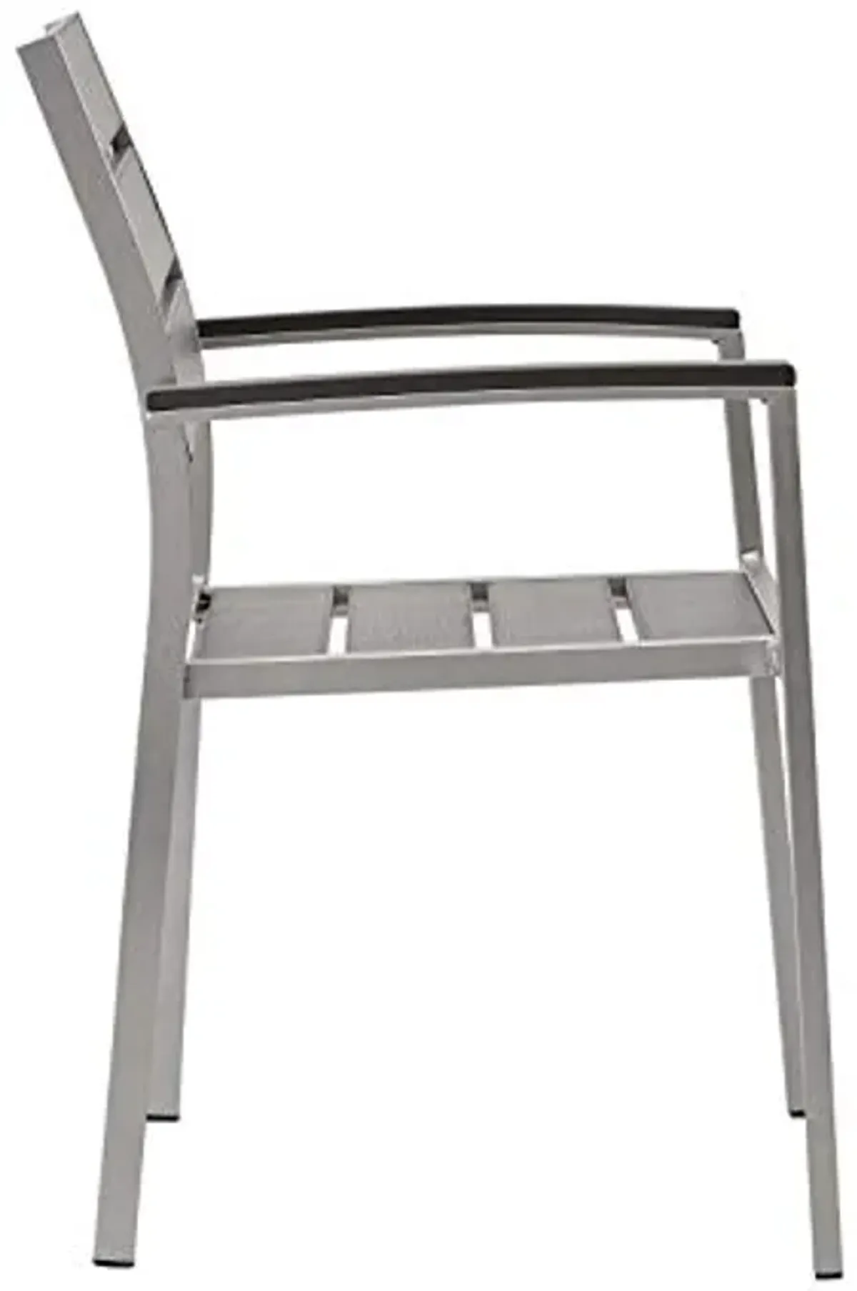 Modway EEI-3130-SLV-GRY Shore Outdoor Patio Aluminum Silver Gray, One Dining Wood Armchair