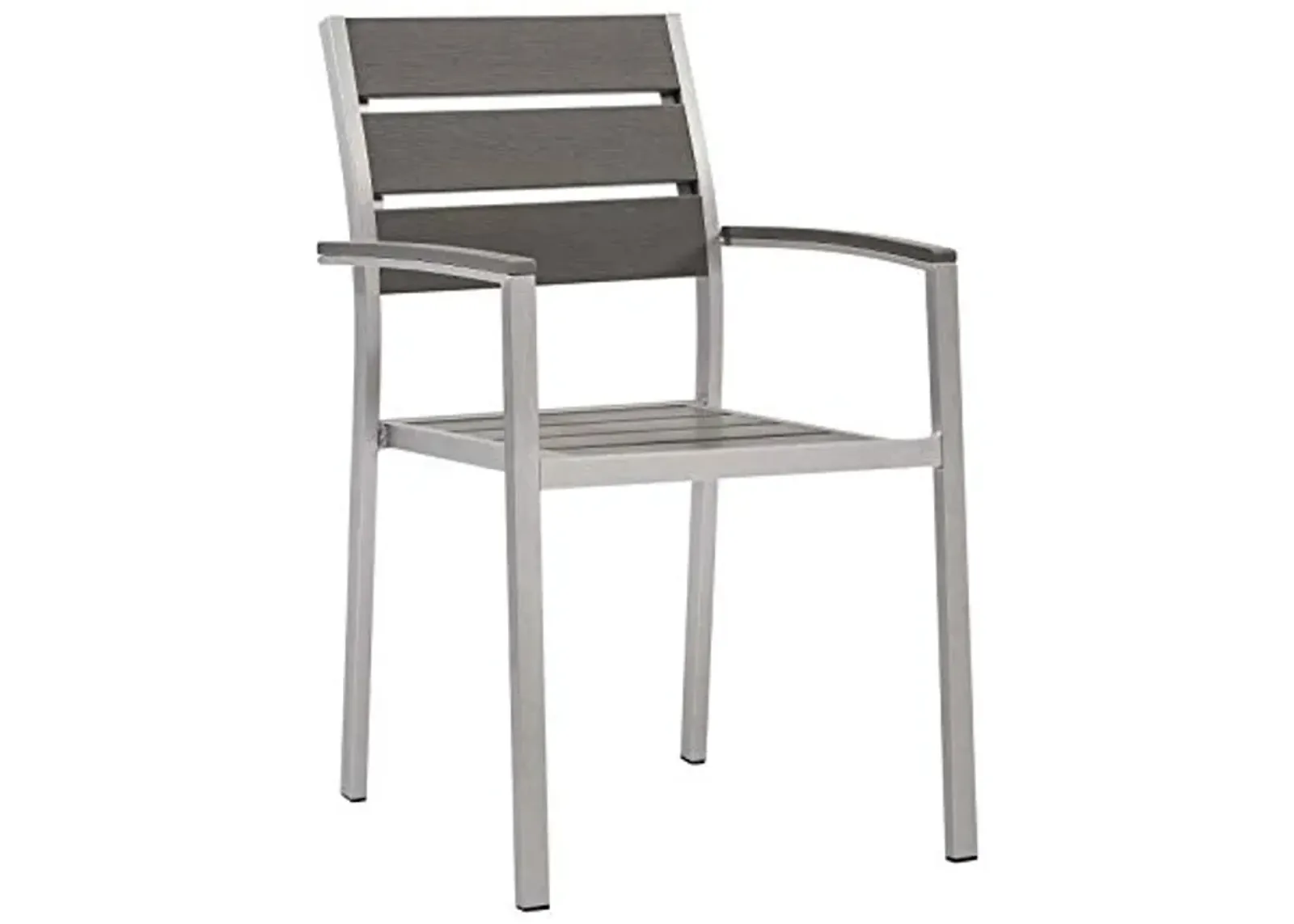 Modway EEI-3130-SLV-GRY Shore Outdoor Patio Aluminum Silver Gray, One Dining Wood Armchair