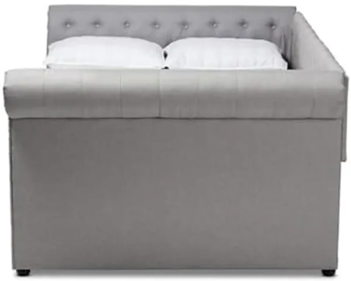 Baxton Studio Mabelle Modern and Contemporary Gray Fabric Upholstered Queen Size Daybed