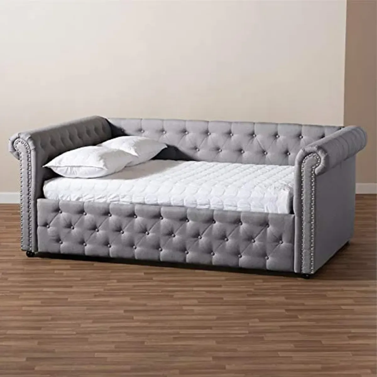 Baxton Studio Mabelle Modern and Contemporary Gray Fabric Upholstered Queen Size Daybed