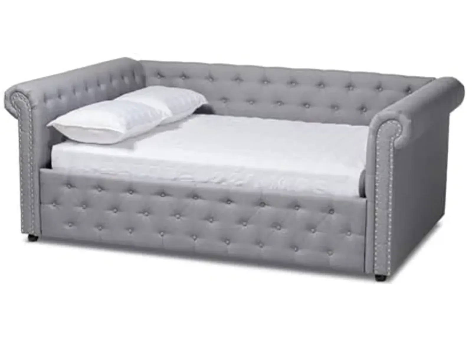 Baxton Studio Mabelle Modern and Contemporary Gray Fabric Upholstered Queen Size Daybed