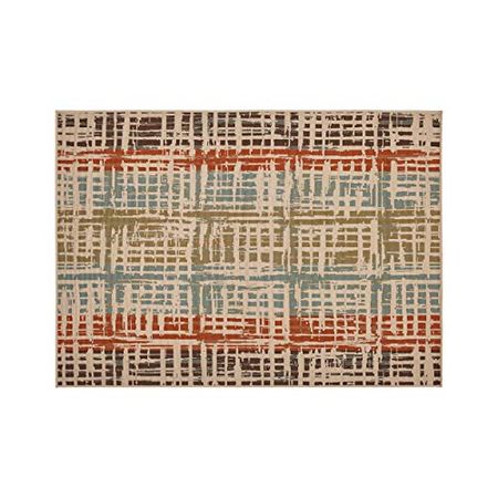 Christopher Knight Home Delilah Outdoor 7'10" x 10' Contemporary Area Rug, Ivory and Multi