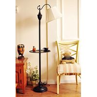 Floor Lamp Modern American Country Pastoral Mediterranean Innovative Bedside Lamp Coffee Table Vertical Light with Tray Storage Pleated Organ Lampshade (Color : #3)