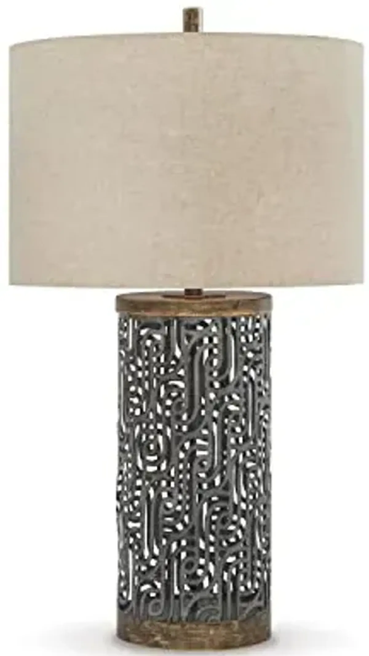 Signature Design by Ashley Dayo Urban 30" Textured Metal Single Table Lamp, Antique Gray & Gold