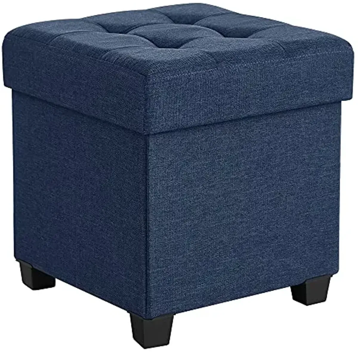 SONGMICS Storage Ottoman, Small Ottoman Foot Rest with Legs, 15 x 15 x 15.7 Inches Foot Stool, Load up to 660 lb, for Living Room, Bedroom, Dorm, Midnight Blue ULSF14IN
