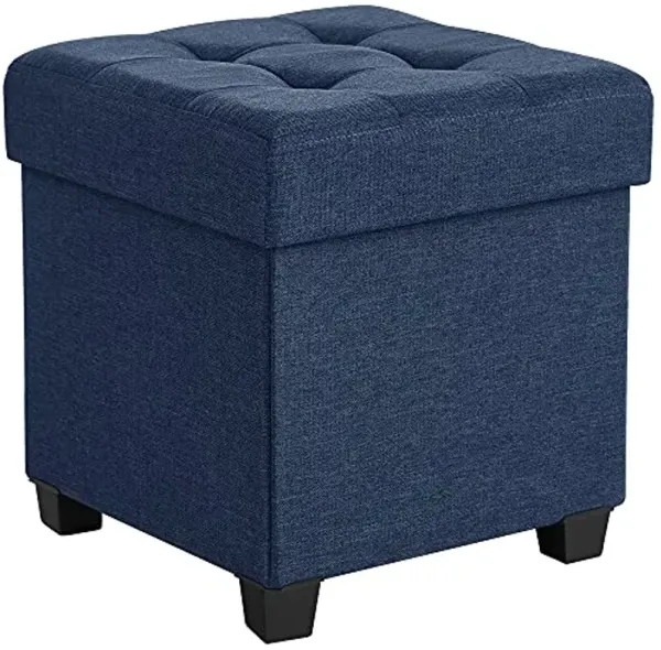 SONGMICS Storage Ottoman, Small Ottoman Foot Rest with Legs, 15 x 15 x 15.7 Inches Foot Stool, Load up to 660 lb, for Living Room, Bedroom, Dorm, Midnight Blue ULSF14IN