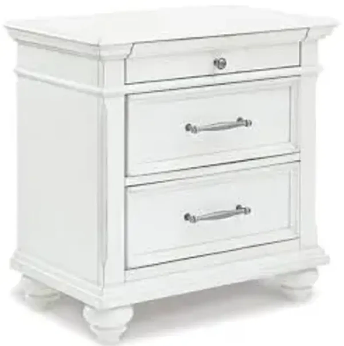Signature Design by Ashley Kanwyn 3 Drawer Nightstand, Whitewash