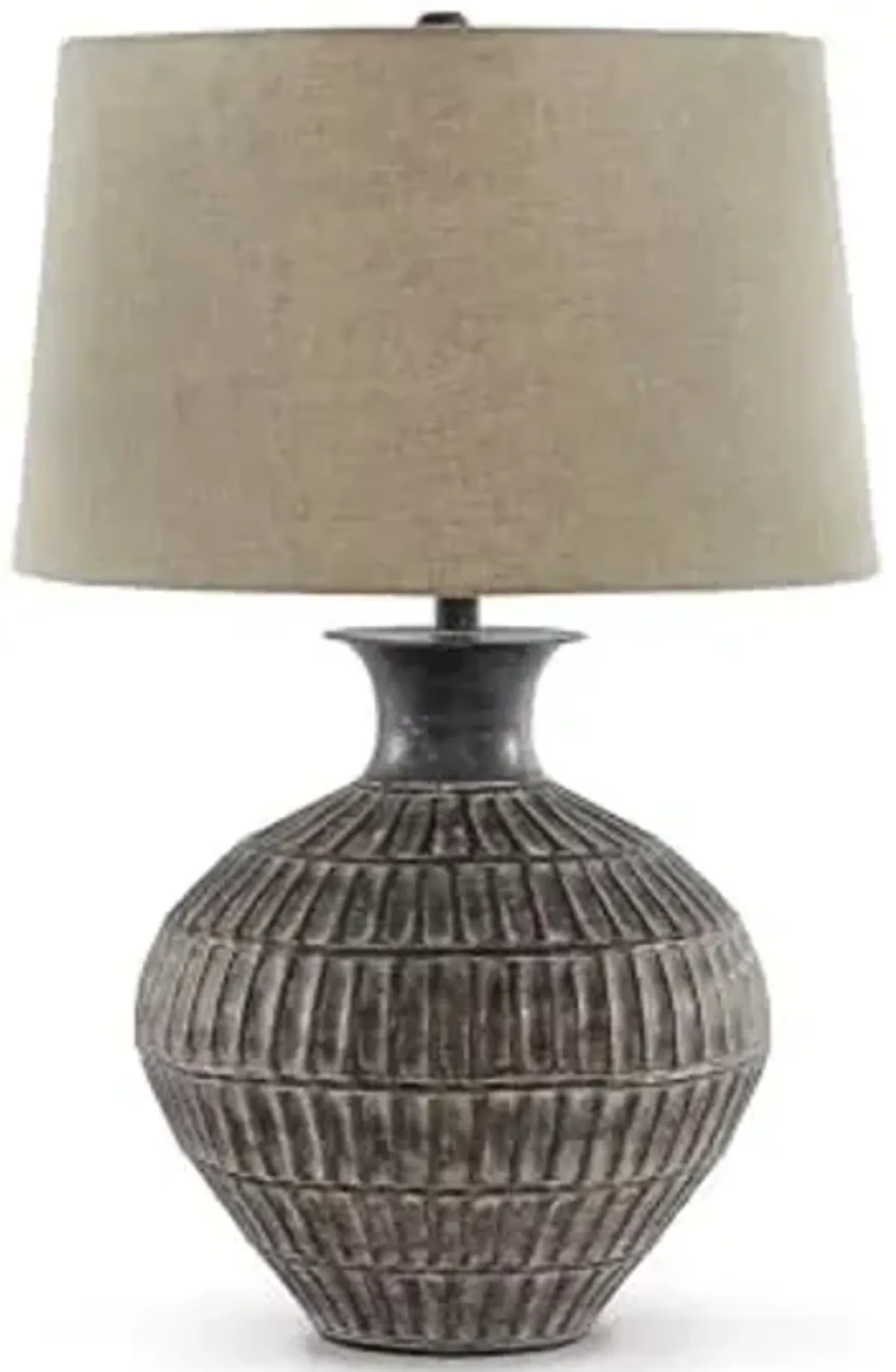Signature Design by Ashley Magan 285." Textured Bronze Metal Table Lamp, Antique Brown Finish