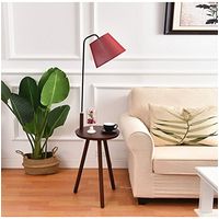 Floor Lamp Nordic Retro American Creative Tray Solid Wood Innovative Bedside Lamp Coffee Table Vertical Light (Color : Red)