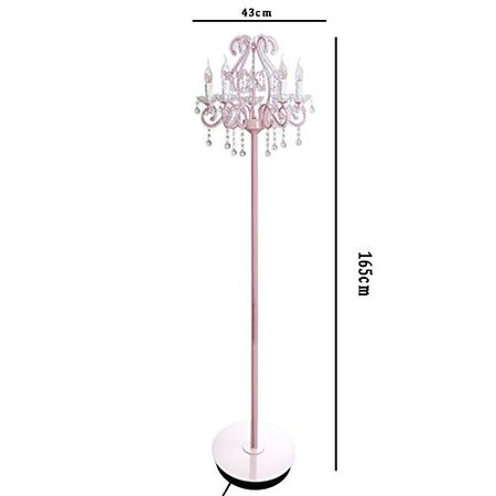 Floor Lamp, Crystal Vertical Pink Cozy Continental Princess Wind Bedroom Bedside Table Lamp Fashion Fill Light Fixture Iron Body