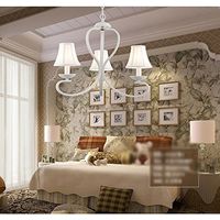 Chandelier Korean Pastoral Mediterranean Simple White Iron Warm and Romantic Master Bedroom Lights Study Living Room Lighting (Size : 4358cm)