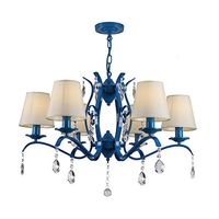 Chandelier Mediterranean American Style Simple Study Bedroom Restaurant Lighting Blue Iron Living Room Crystal