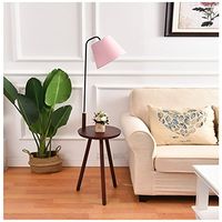 Floor Lamp Nordic Retro American Creative Tray Solid Wood Innovative Bedside Lamp Coffee Table Vertical Light (Color : Pink)