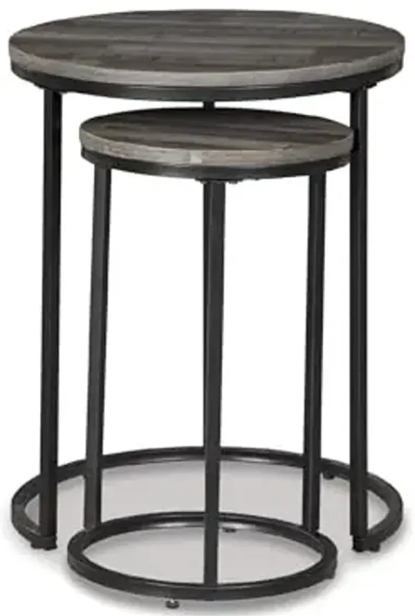 Signature Design by Ashley Briarsboro Urban Industrial Nesting Accent Table Set, 2 Count, Black & Gray