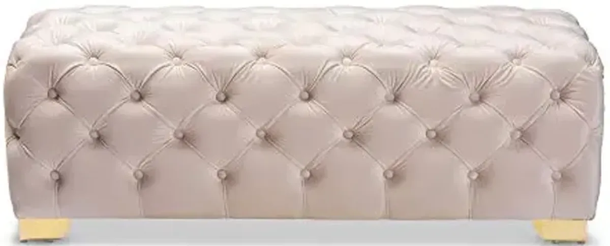 Baxton Studio Ottomans, One Size, Light Beige/Gold