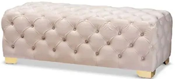 Baxton Studio Ottomans, One Size, Light Beige/Gold