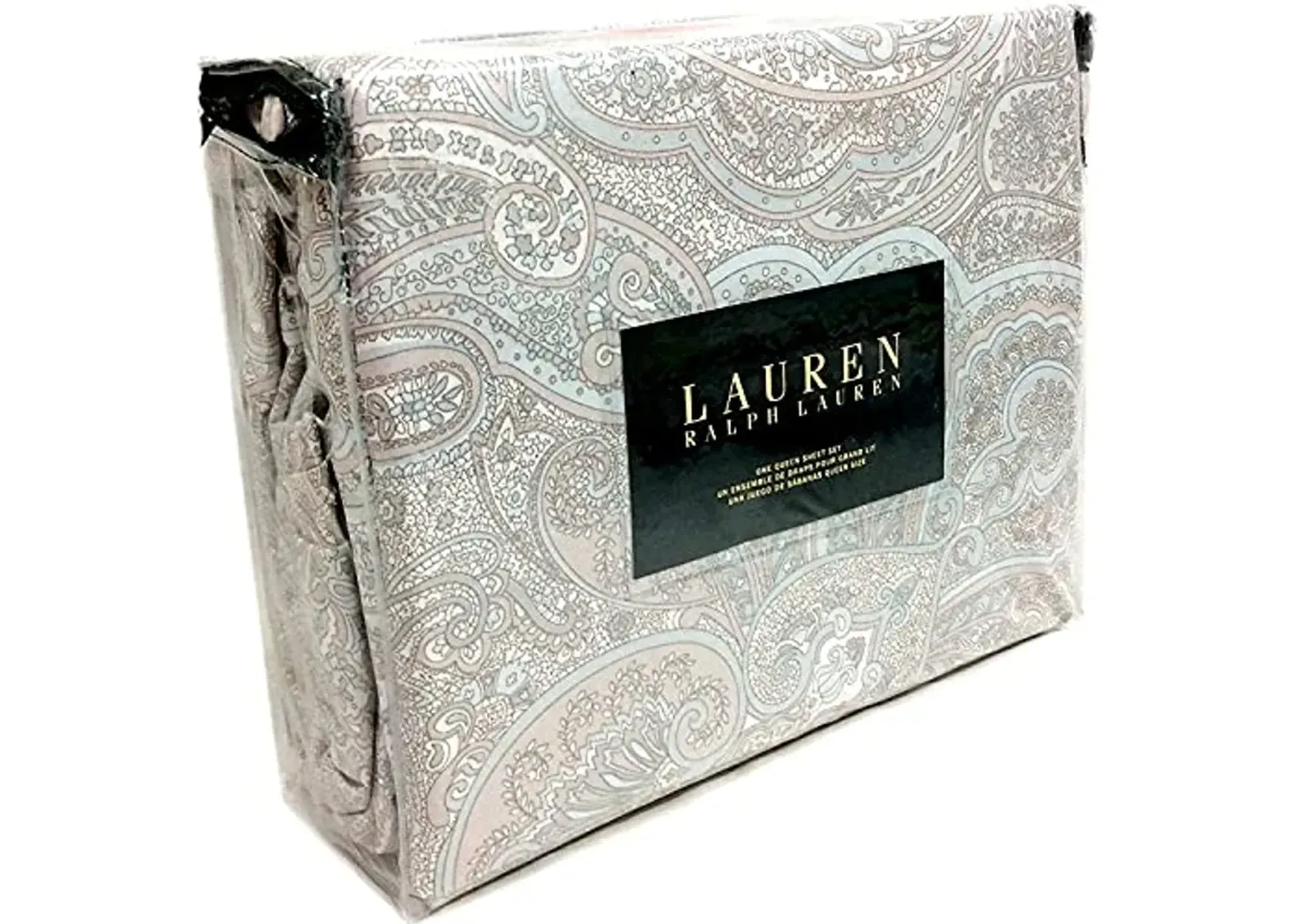 Lauren Ralph Lauren Queen Size Multi Color Paisley Floral Sheet Set Taupe,Gray, Lt. Blue Cotton