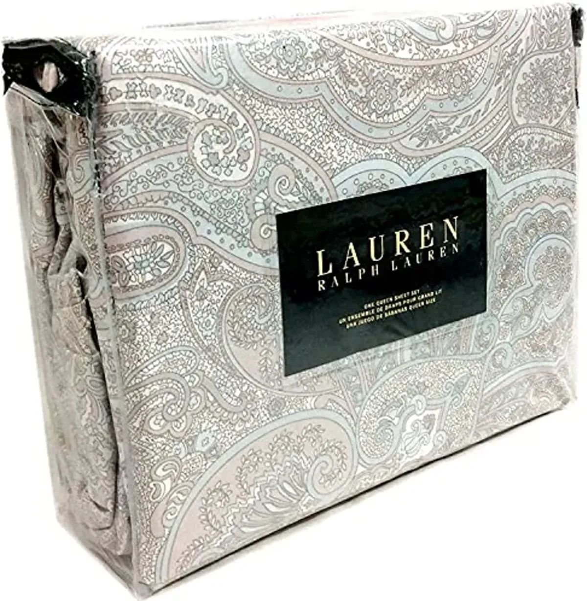 Lauren Ralph Lauren Queen Size Multi Color Paisley Floral Sheet Set Taupe,Gray, Lt. Blue Cotton