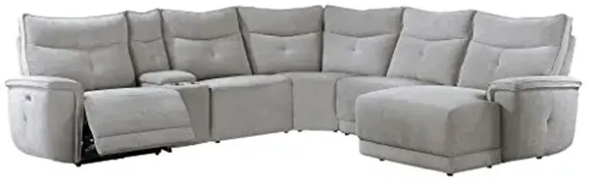 Homelegance 117" x 134" Power Reclining Sectional Sofa with Chaise, Gray