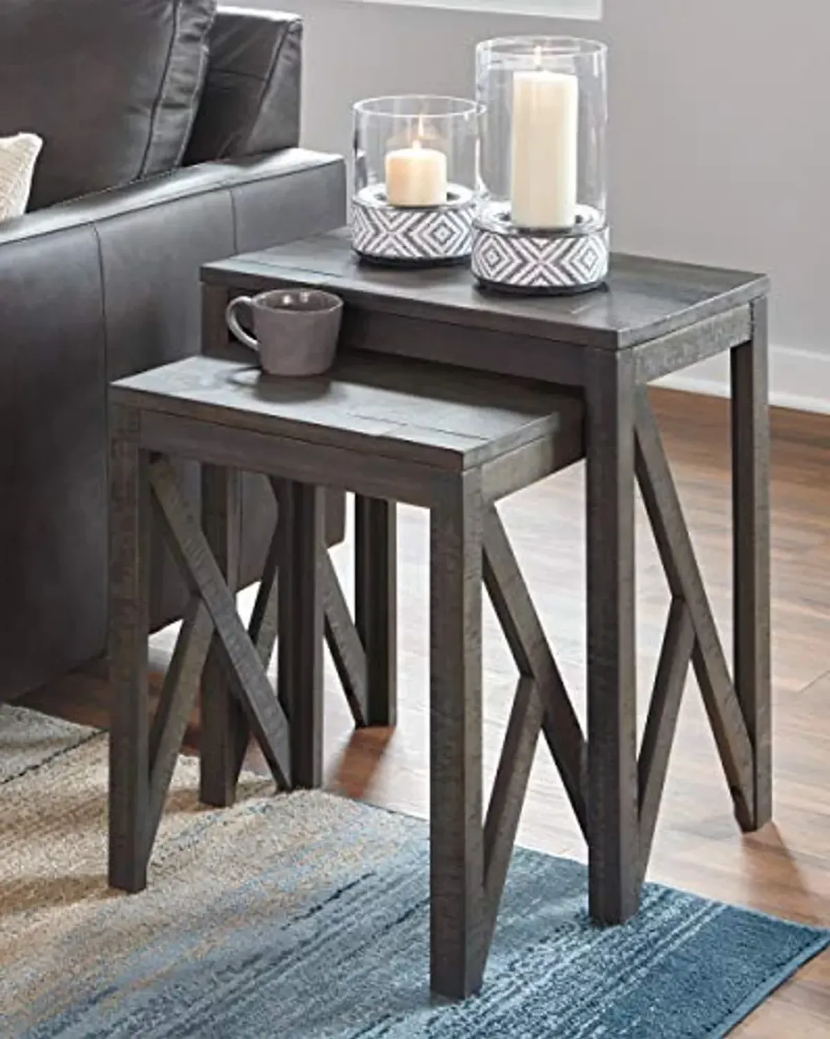 Signature Design by Ashley Emerdale Rustic Nesting Accent Table Set, Brown