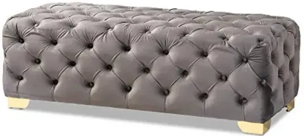 Baxton Studio Ottomans, One Size, Gray/Gold
