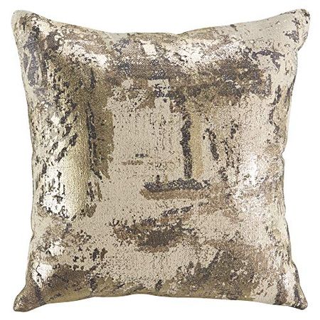 Signature Design by Ashley Esben Glam Abstract Throw Pillow, 20 x 20 Inches, Metallic Gold