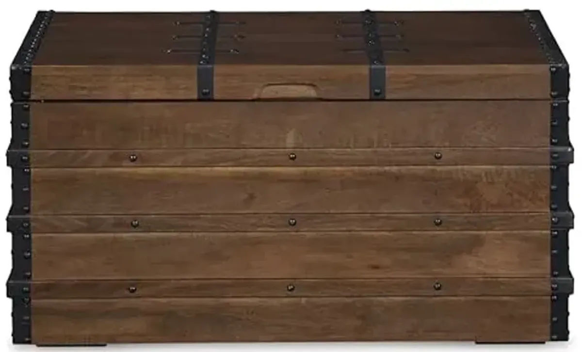Signature Design by Ashley Kettleby Vintage Wood Storage Trunk or Coffee Table with Lift Top 19", Brown