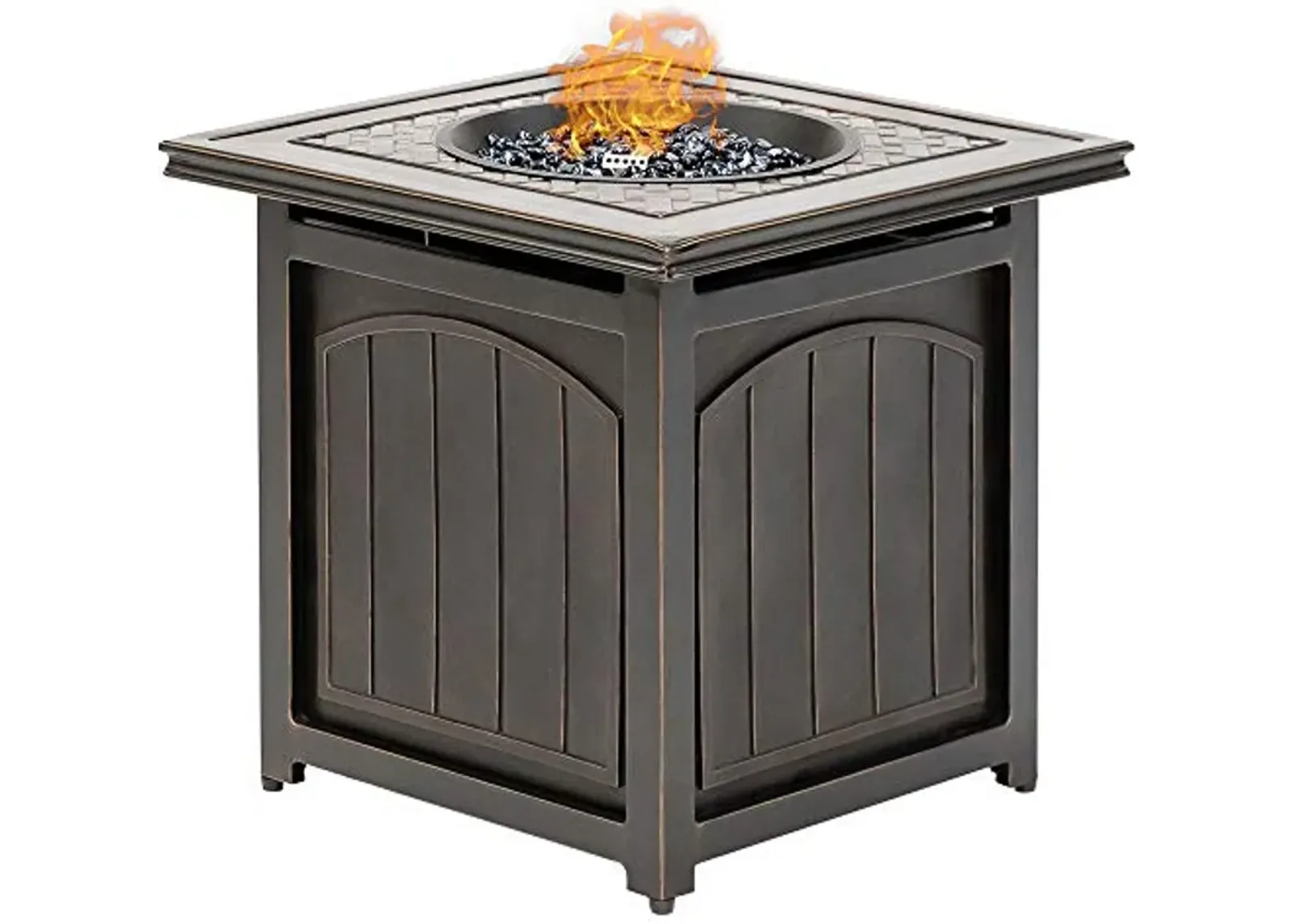 Hanover Traditions 26-in. Square LP Gas Fire Pit Side Table with Aluminum Cast-Top and Burner Lid, 1 Piece, Bronze