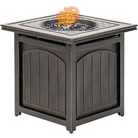 Hanover TRAD26SQFP Traditions 26-in. Square LP Gas Side Table with Aluminum Cast-Top and Burner Lid Outdoor Fire Pit Set, 1 Piece, Bronze