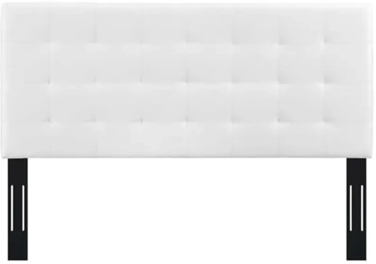 Modway Paisley Upholstered Tufted Faux Leather Full / Queen Headboard Size in White