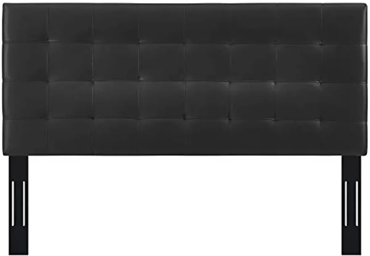 Modway Paisley Upholstered Tufted Faux Leather Full / Queen Headboard Size in Black