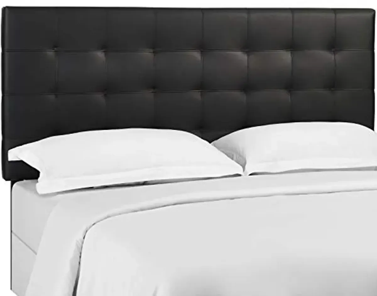 Modway Paisley Upholstered Tufted Faux Leather Full / Queen Headboard Size in Black