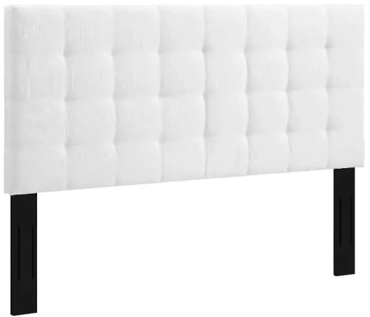 Modway Paisley Upholstered Tufted Linen Fabric Full / Queen Headboard Size in White