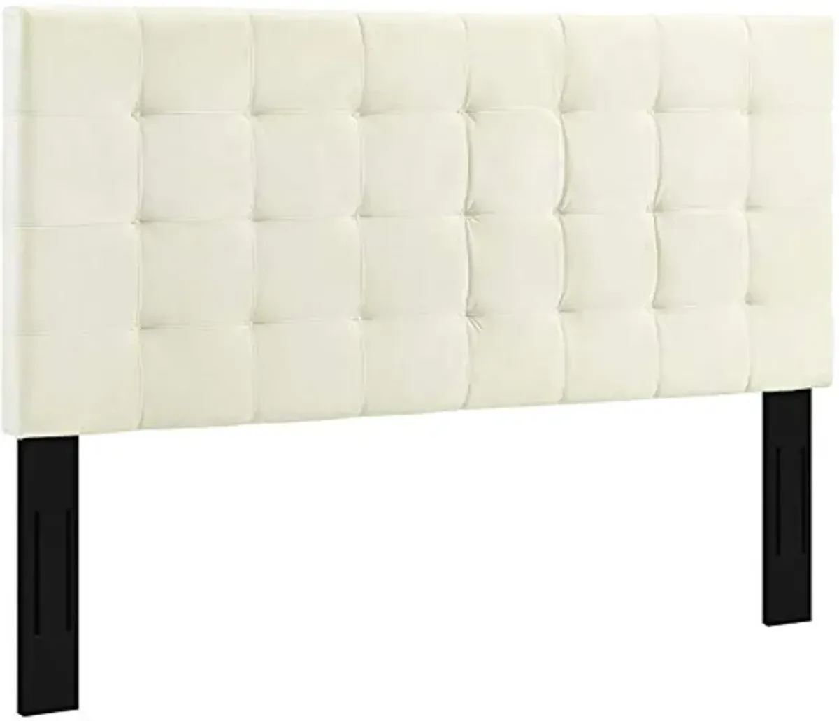 Modway Paisley Upholstered Biscuit Tufted Performance Velvet Full / Queen Headboard Size in Ivory