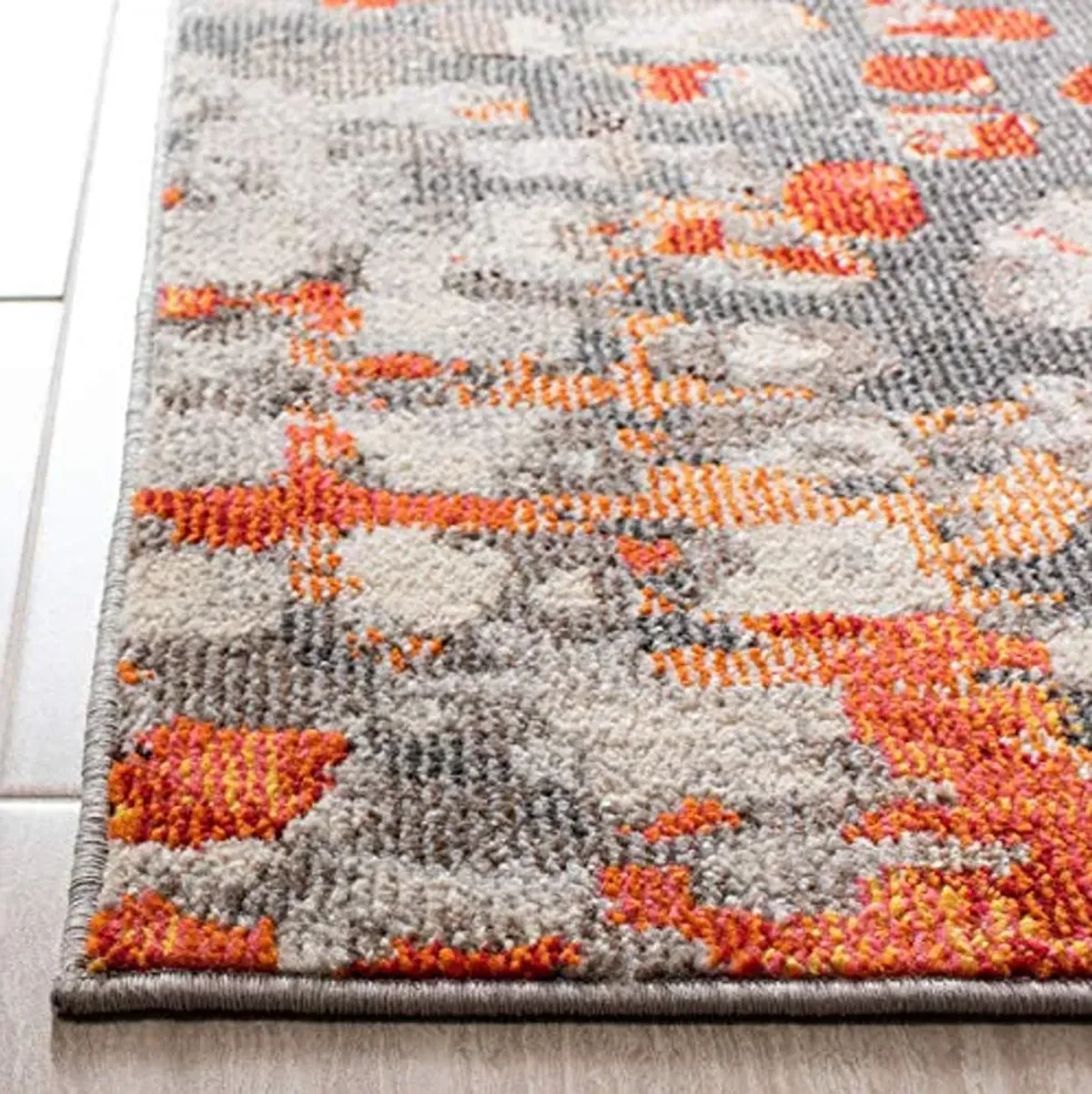 SAFAVIEH Madison Collection Accent Rug - 2' x 4', Grey & Orange, Boho Abstract Distressed Design, Non-Shedding & Easy Care, Ideal for High Traffic Areas in Entryway, Living Room, Bedroom (MAD425H)