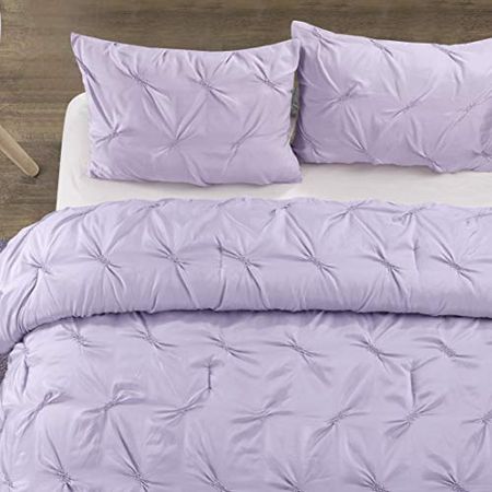 Heritage Club Ultra Soft – Sierra – Hypoallergenic – for Boys and Girls – All Season Breathable 2 Piece Kids and Teen Solid Pintuck Comforter Set – Alternative Microfiber –, Twin XL, Purple