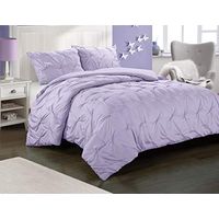 Heritage Club Ultra Soft – Sierra – Hypoallergenic – for Boys and Girls – All Season Breathable 2 Piece Kids and Teen Solid Pintuck Comforter Set – Alternative Microfiber –, Twin XL, Purple