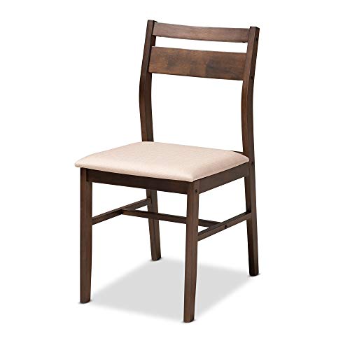 Baxton Studio Lovy Modern and Contemporary Beige Fabric Upholstered Dark Walnut-Finished 5-Piece 