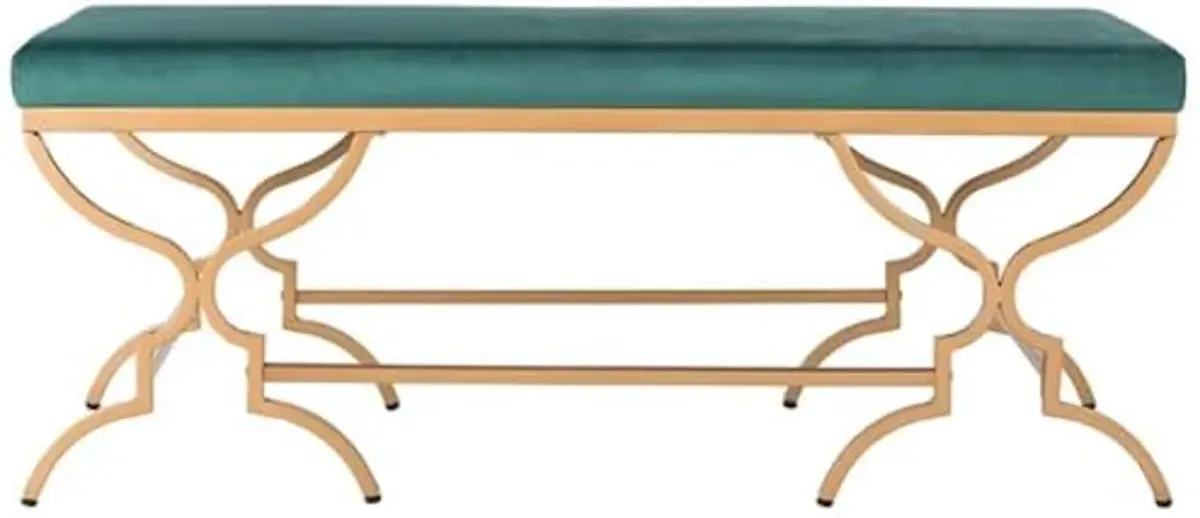 Safavieh Home Juliet 46-inch Glam Emerald Green Velvet and Gold Rectangular Bench