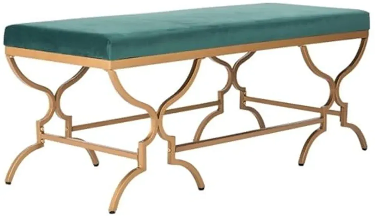 Safavieh Home Juliet 46-inch Glam Emerald Green Velvet and Gold Rectangular Bench