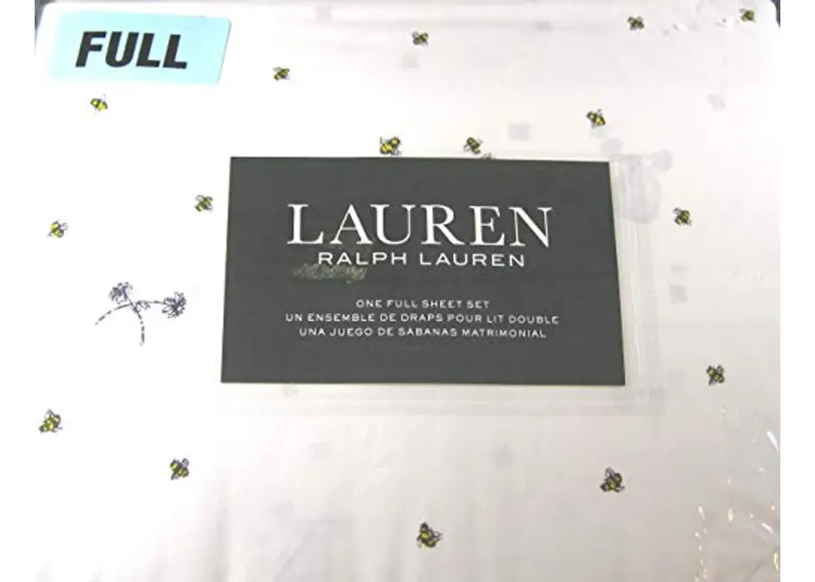 Lauren Ralph Lauren 4 Piece Full Size Sheet Set Bumblebees,Flowers and Hives 100% Cotton