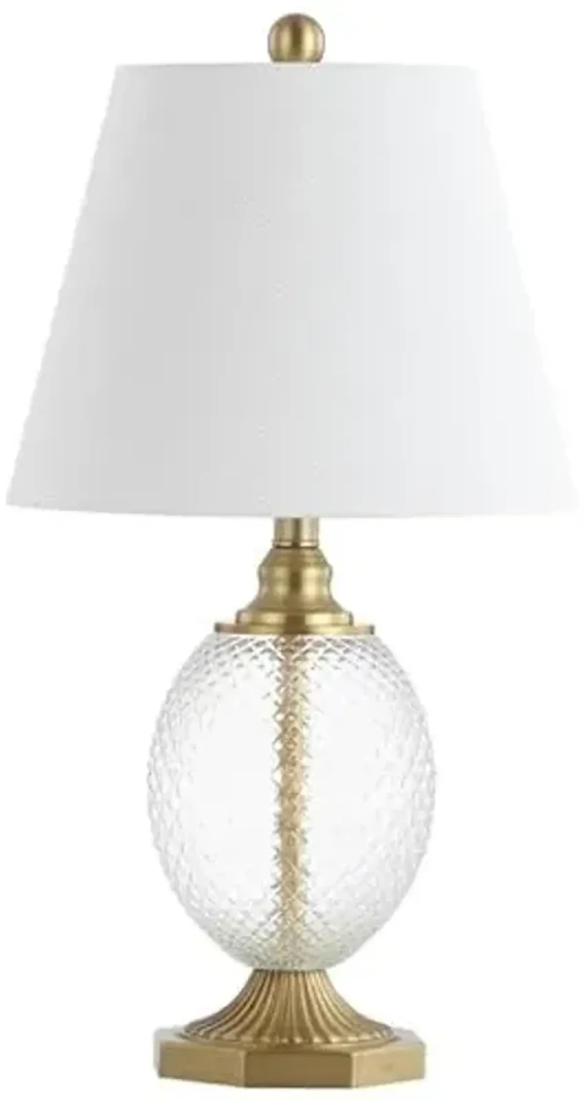 Safavieh Lighting Collection Kaiden Clear/ Brass Gold 24-inch Bedroom Living Room Home Office Desk Nightstand Table Lamp (LED Bulb Included)