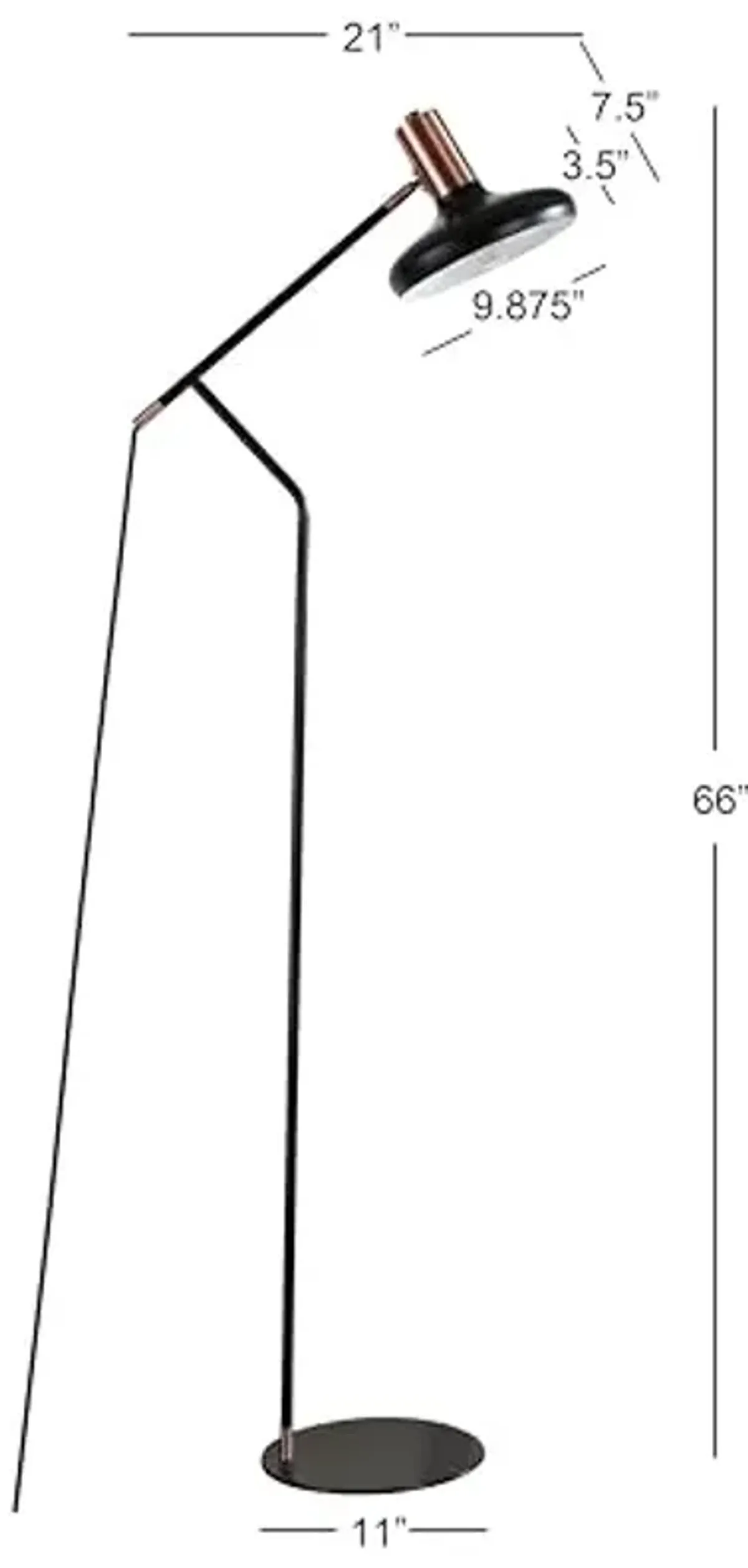 SAFAVIEH FLL4043A Lighting Collection Amia Copper and Black 66-inch Floor Lamp, H