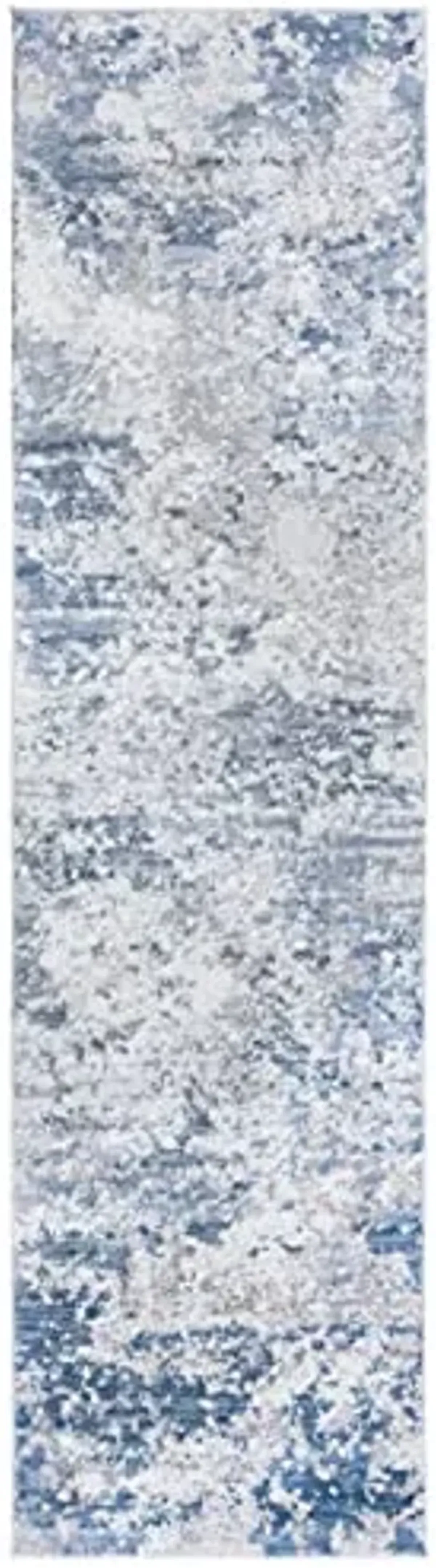 SAFAVIEH Amelia Collection Runner Rug - 2'2" x 8', Grey & Blue, Modern Abstract Design, Non-Shedding & Easy Care, Ideal for High Traffic Areas in Living Room, Bedroom (ALA705F)