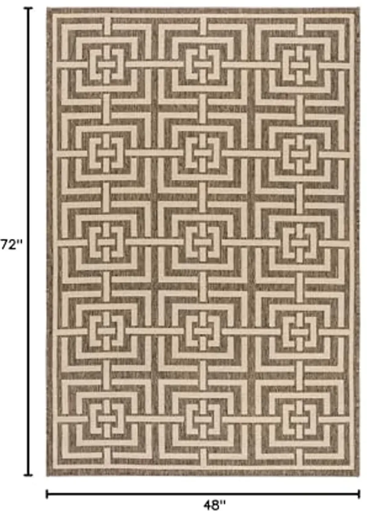 SAFAVIEH Beach House Collection 4' x 6' Beige/Cream BHS128D Geometric Indoor/ Outdoor Non-Shedding Easy Cleaning Patio Backyard Porch Deck Mudroom Accent Rug