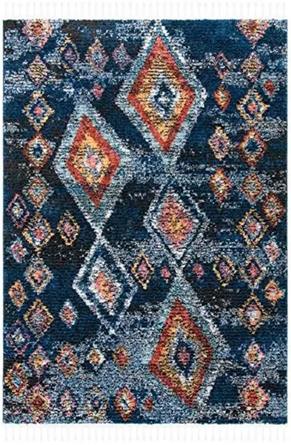SAFAVIEH Morocco Collection Area Rug - 5'3" x 7'6", Navy & Multi, Moroccan Boho Tribal Design, Non-Shedding & Easy Care, Ideal for High Traffic Areas in Living Room, Bedroom (MRC941N)