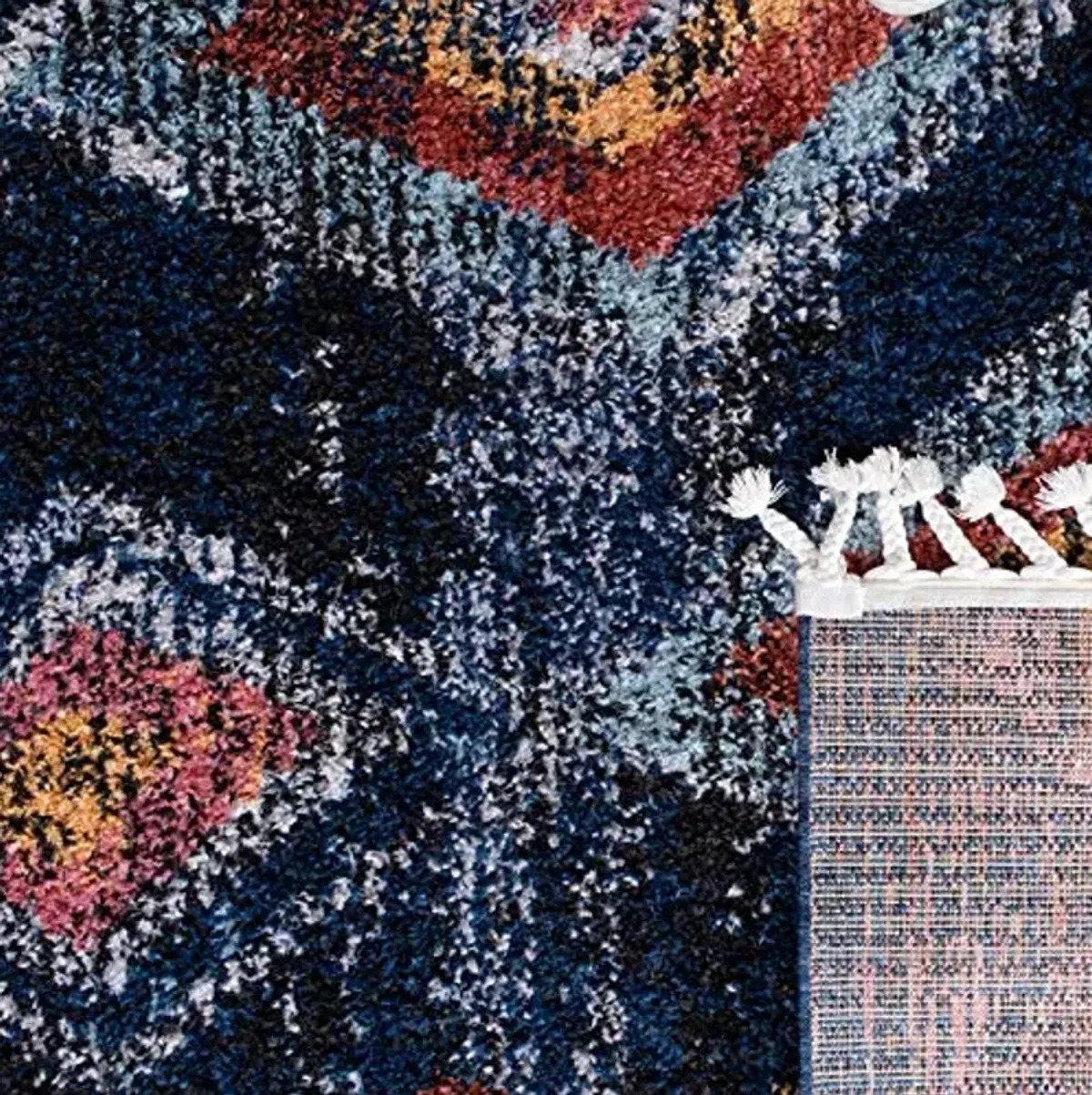 SAFAVIEH Morocco Collection Area Rug - 5'3" x 7'6", Navy & Multi, Moroccan Boho Tribal Design, Non-Shedding & Easy Care, Ideal for High Traffic Areas in Living Room, Bedroom (MRC941N)